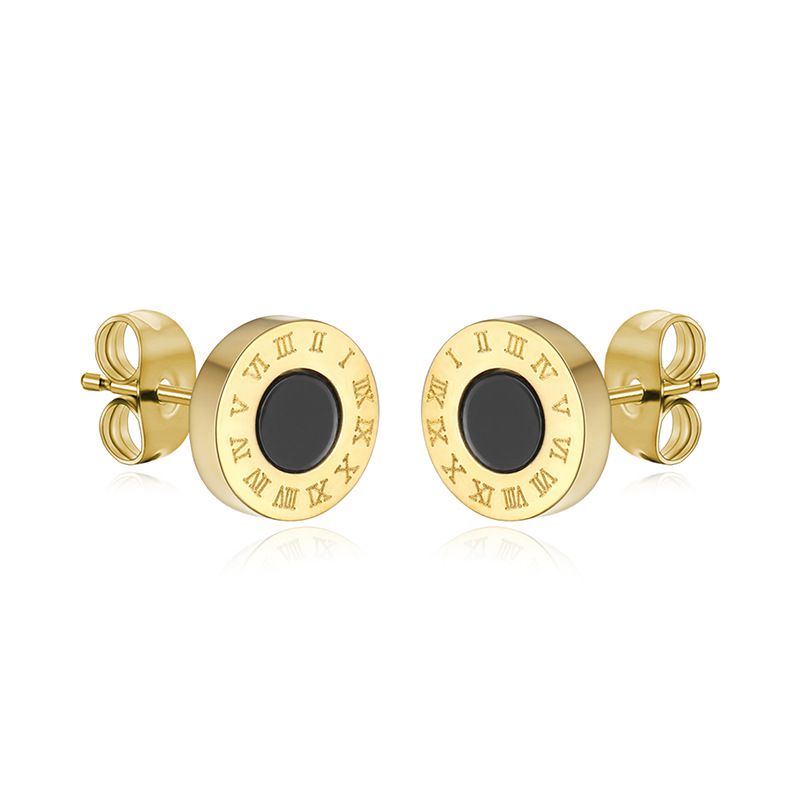 Wholesale Fashion Roman Numerals Titanium Stud Earrings for Women | Wholesale Jewelry Only 0