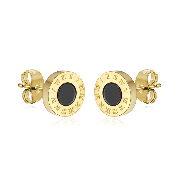 Wholesale Fashion Roman Numerals Titanium Stud Earrings for Women