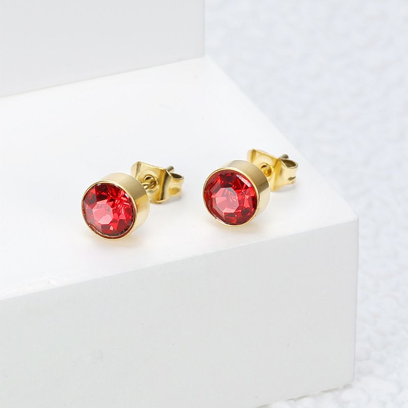 Fashion Cubic Zirconia Titanium Steel Women's Stud Earrings 18k Gold Plated Wholesale | Wholesale Jewelry Only 0