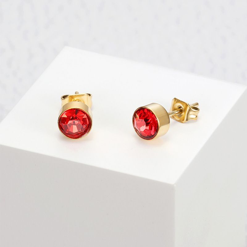 Fashion Cubic Zirconia Titanium Steel Women's Stud Earrings 18k Gold Plated Wholesale | Wholesale Jewelry Only 2