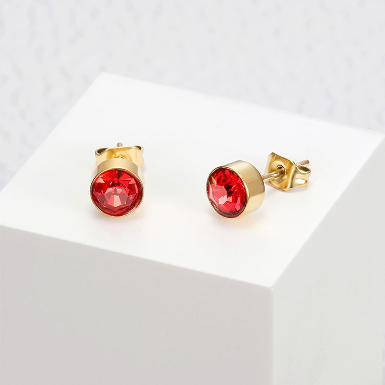 Fashion Cubic Zirconia Titanium Steel Women's Stud Earrings 18k Gold Plated Wholesale | Wholesale Jewelry Only 2