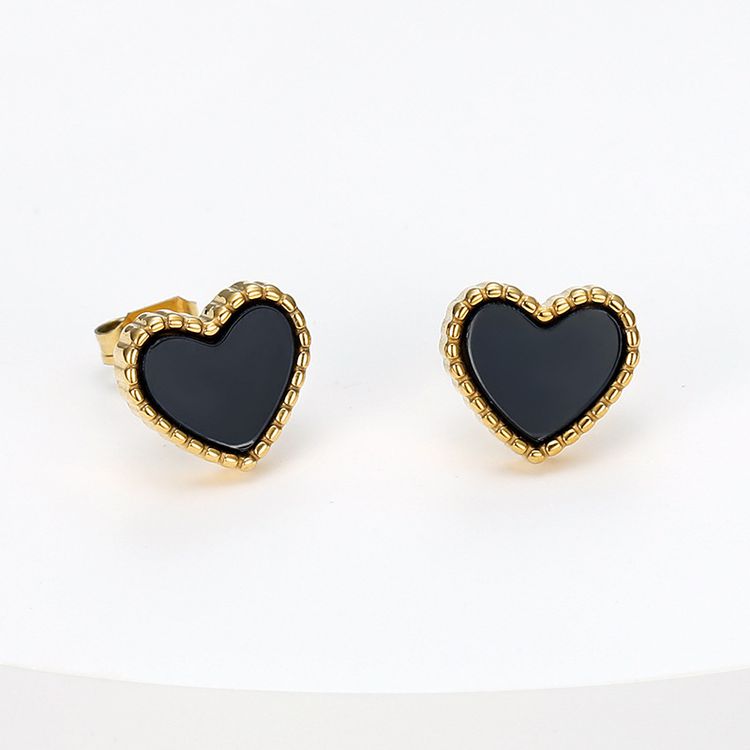 18k Gold Plated Korean style peach heart love titanium steel ladies earrings