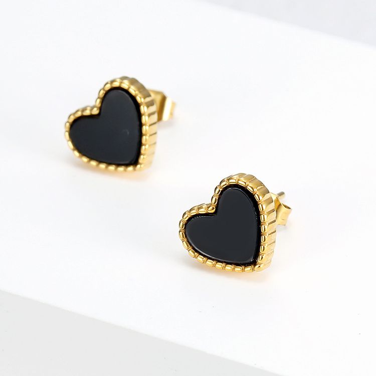 18k Gold Plated Korean style peach heart love titanium steel ladies earrings