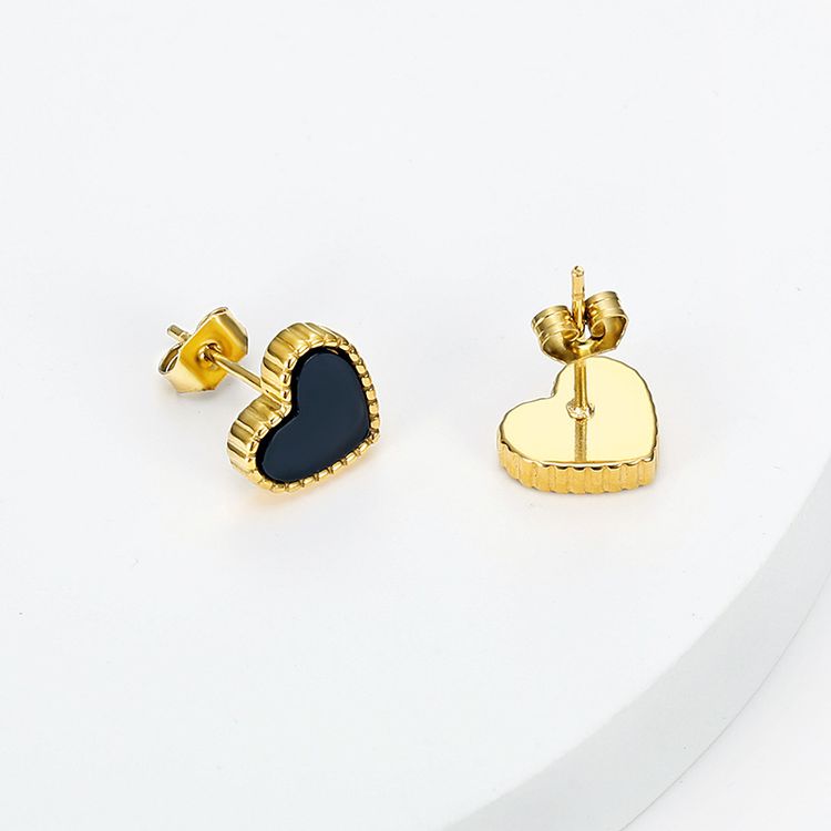 18k Gold Plated Korean style peach heart love titanium steel ladies earrings | Wholesale Jewelry Only 2