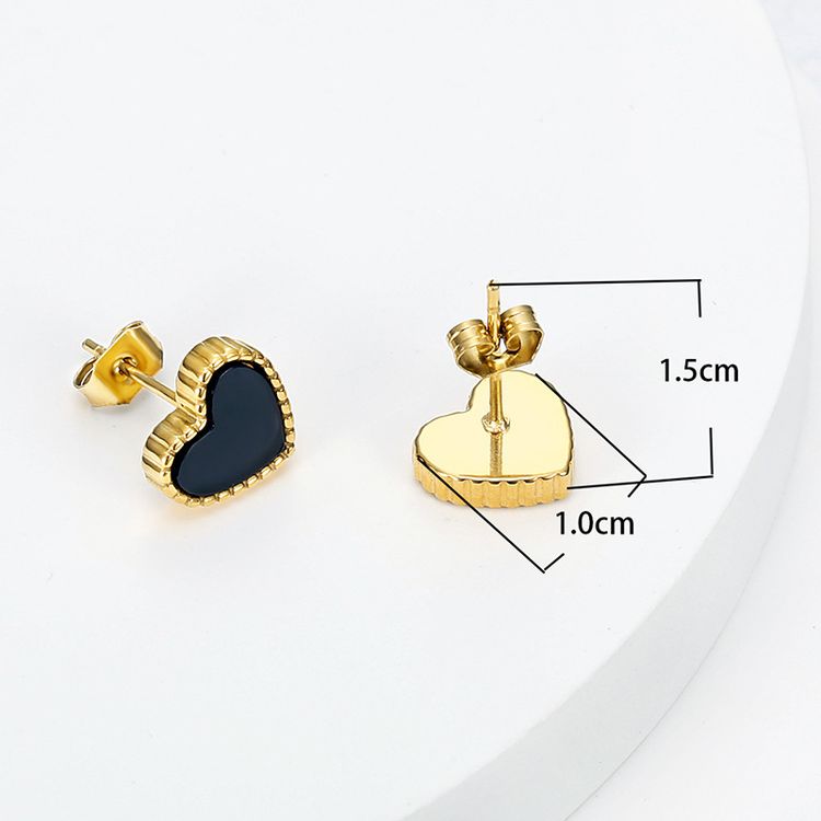 18k Gold Plated Korean style peach heart love titanium steel ladies earrings | Wholesale Jewelry Only 3