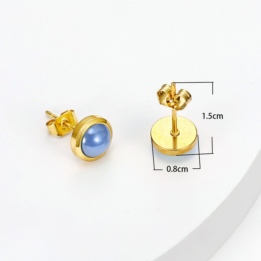 French Vintage Elegant Blue Zirconia Stainless Steel Stud Earrings 18k Gold Plated | Wholesale Jewelry Only 2