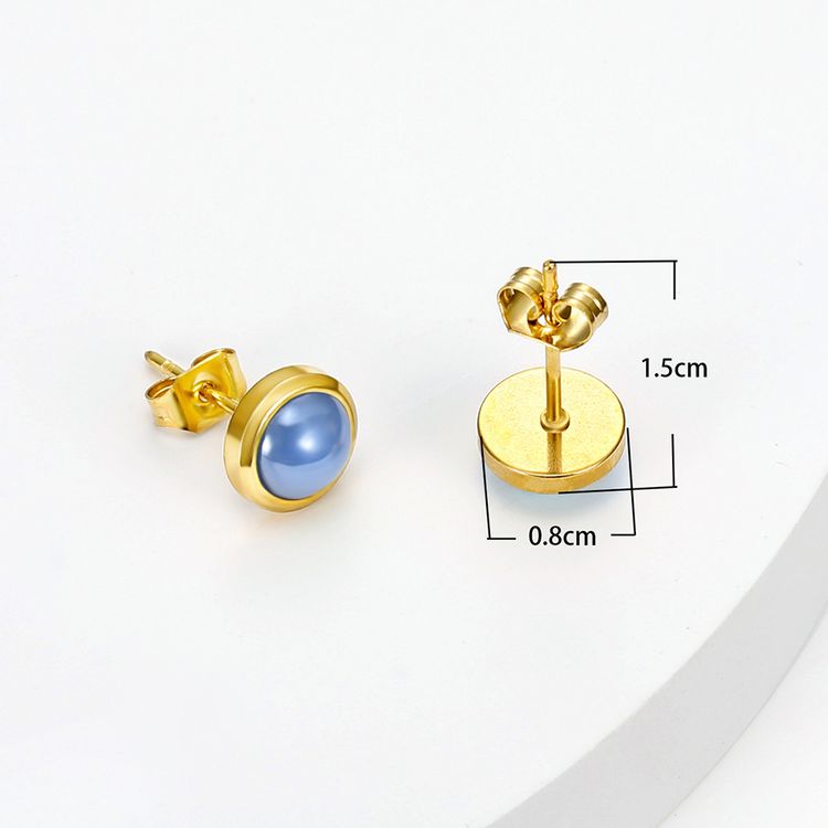 French Vintage Elegant Blue Zirconia Stainless Steel Stud Earrings 18k Gold Plated | Wholesale Jewelry Only 2