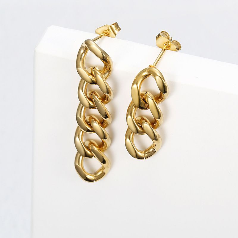 Wholesale Europe US hip-hop cool irregular chain titanium steel women's dangle earrings | Wholesale Jewelry Only 0