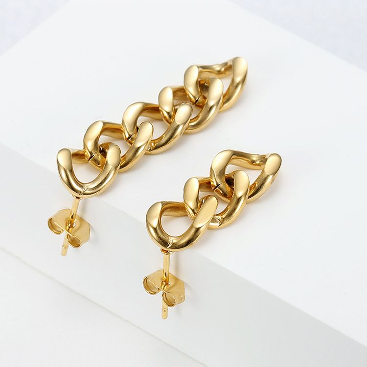 Wholesale Europe US hip-hop cool irregular chain titanium steel women's dangle earrings