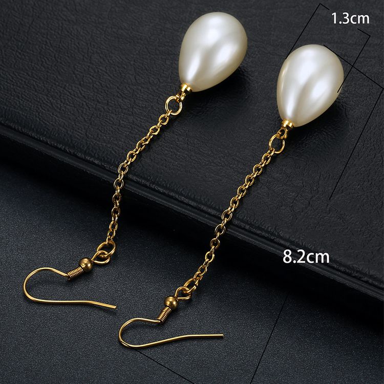 Fashion Creative Artificial Pearls 18k Gold Plated Stainless Steel Earrings