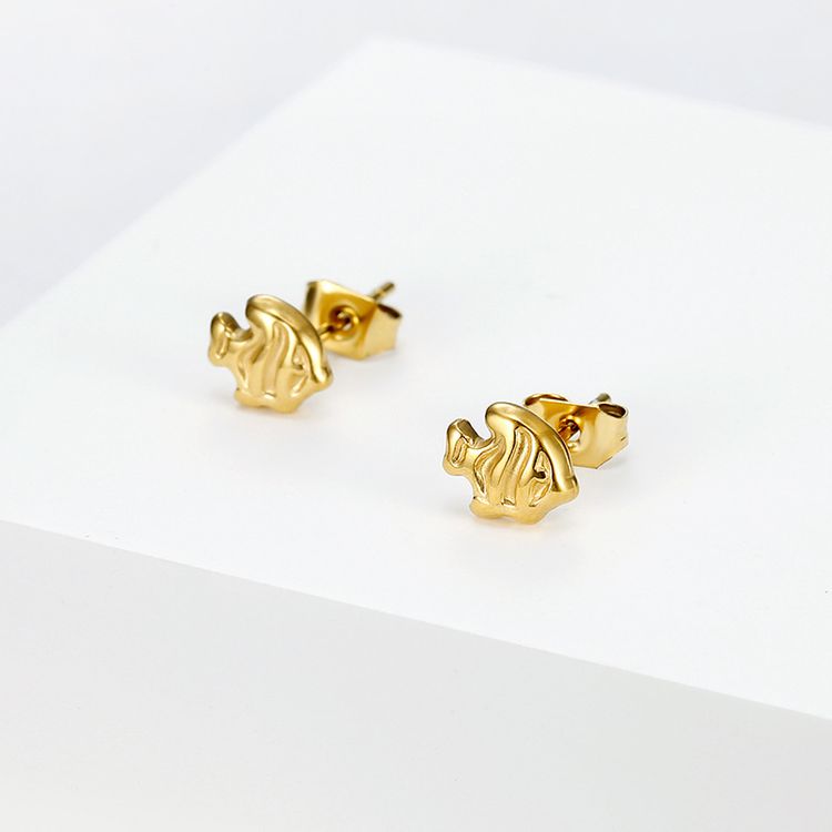 Wholesale Goldfish 18k Gold Plated Stainless Steel Women's Earrings