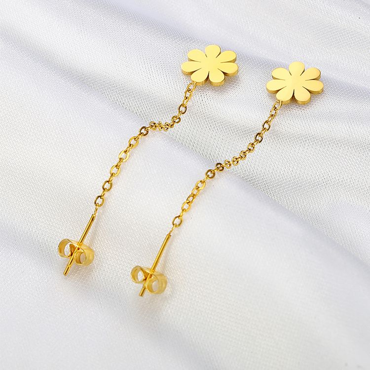 Wholesale Fashion Sunflower 18k Gold Plated Titanium Earrings | Wholesale Jewelry Only 2