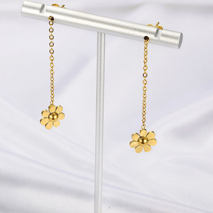 Wholesale Fashion Sunflower 18k Gold Plated Titanium Earrings | Wholesale Jewelry Only 3
