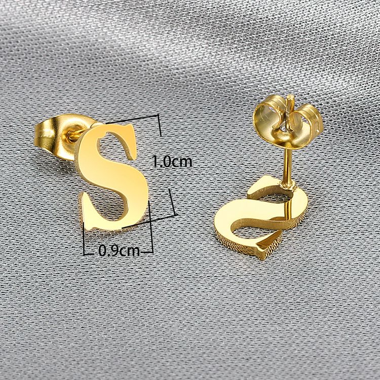 Trendy 18k Gold Plated Wholesale Letter S Women's Titanium Earrings | Wholesale Jewelry Only 2