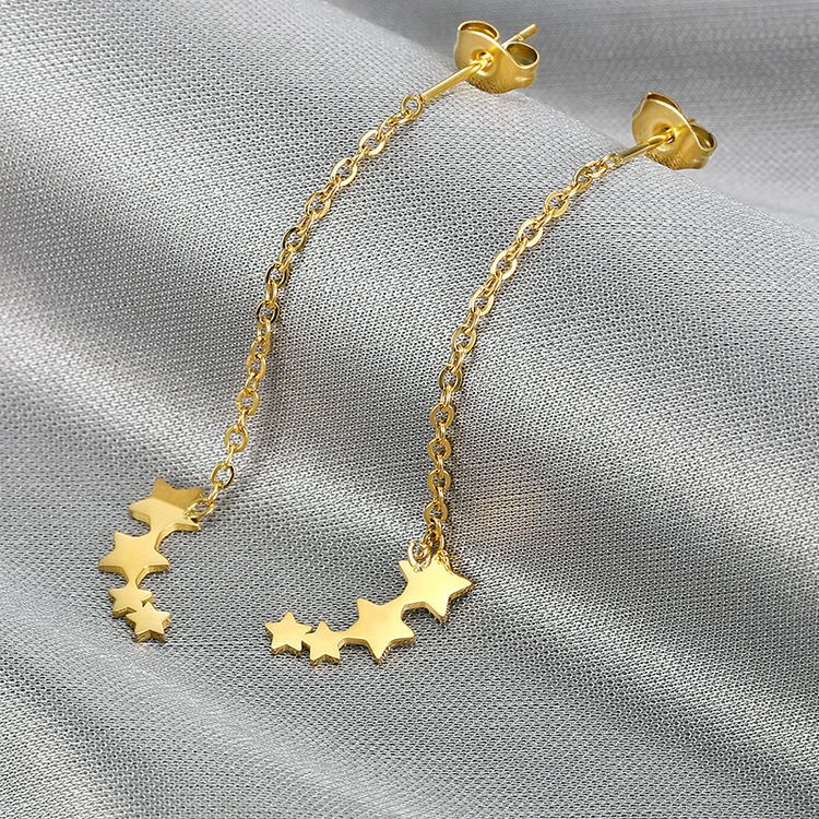 Gold Personalized Titanium Steel Star Women's Earrings