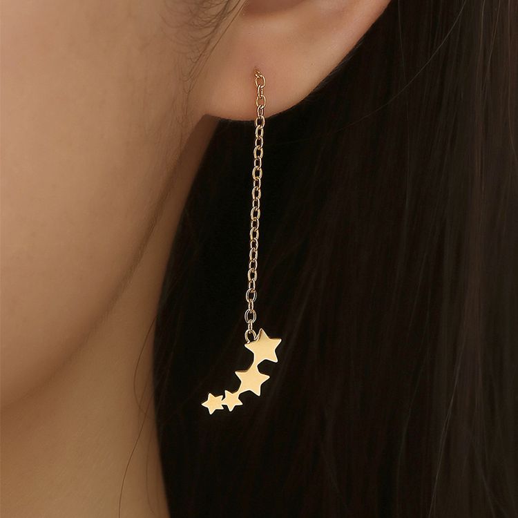 Gold Personalized Titanium Steel Star Women's Earrings