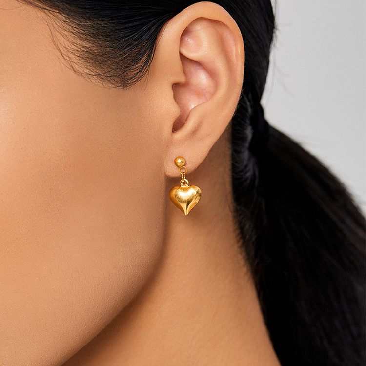 Fashion Gold Plated Love Heart Women's Stainless Steel Earrings