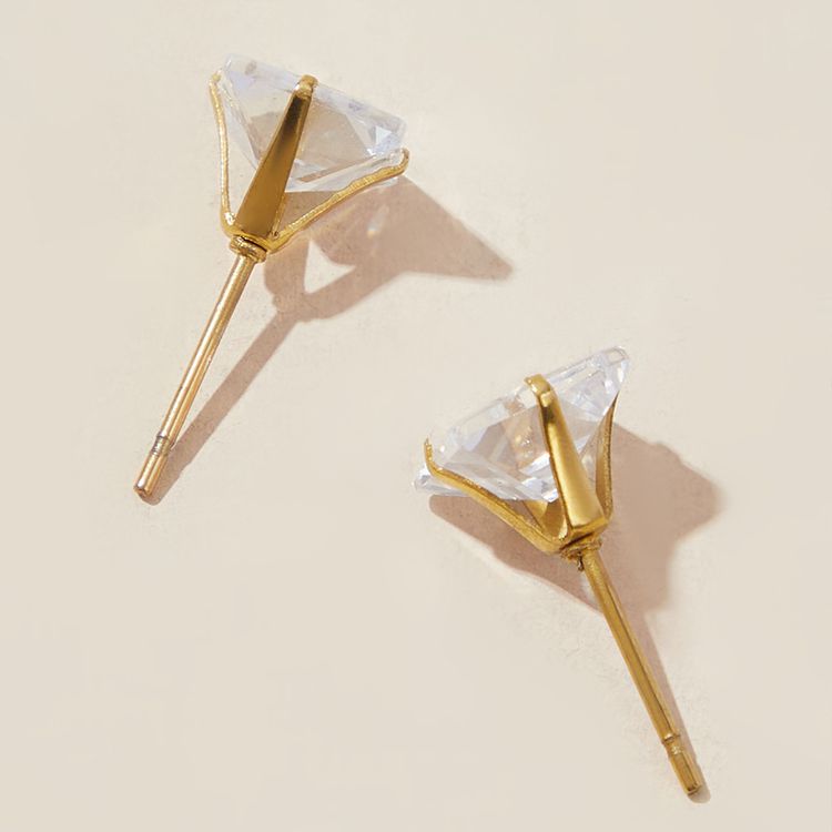 Explosive square zirconia titanium steel earrings wholesale