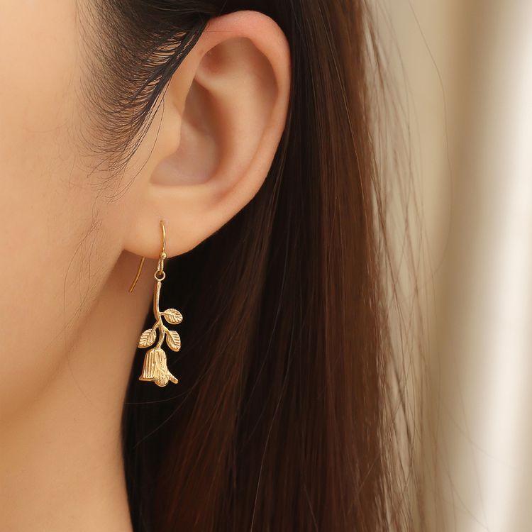 Gentle Gold Rose Wholesale Stainless Steel Dangle Earring