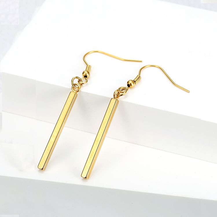 Wholesale Vertical bar titanium steel geometric long earrings