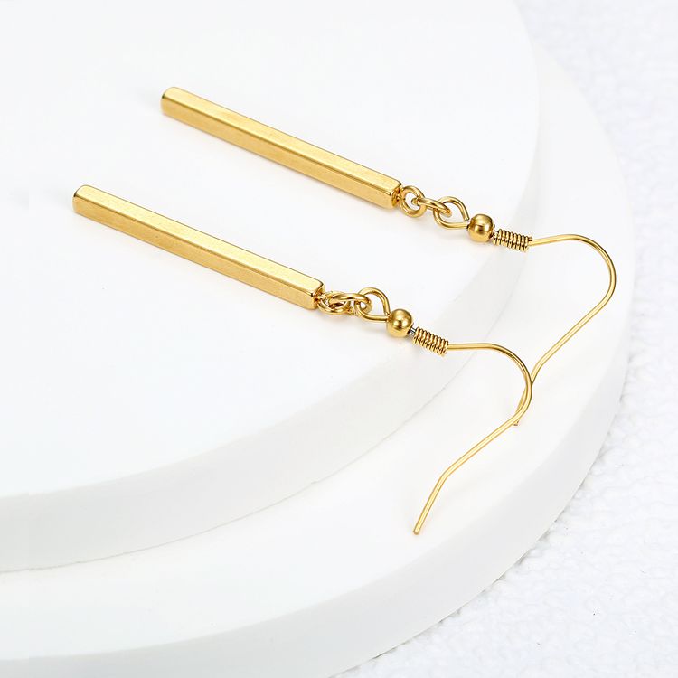 Wholesale Vertical bar titanium steel geometric long earrings