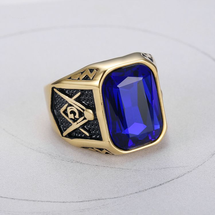 Fashion Ruby Ring Hip Hop Street Men's Titanium Steel Ring | Wholesale Jewelry Only 4