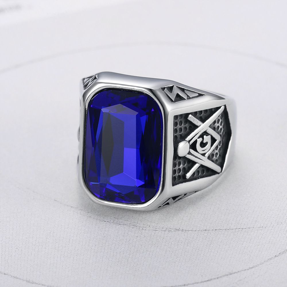 Fashion Ruby Ring Hip Hop Street Men's Titanium Steel Ring | Wholesale Jewelry Only 6