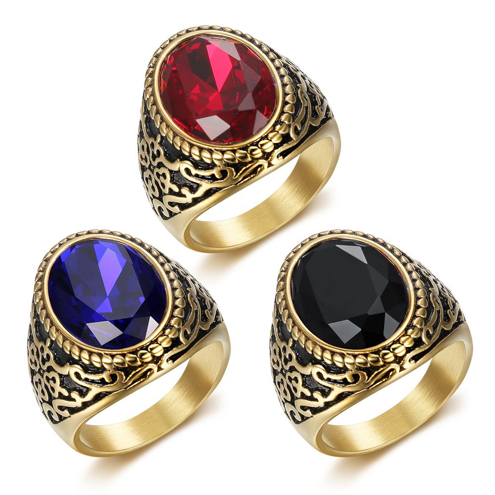 Fashion Cubic Zirconia Gemstone Ring Titanium Steel Men's Ring Gift | Wholesale Jewelry Only 0