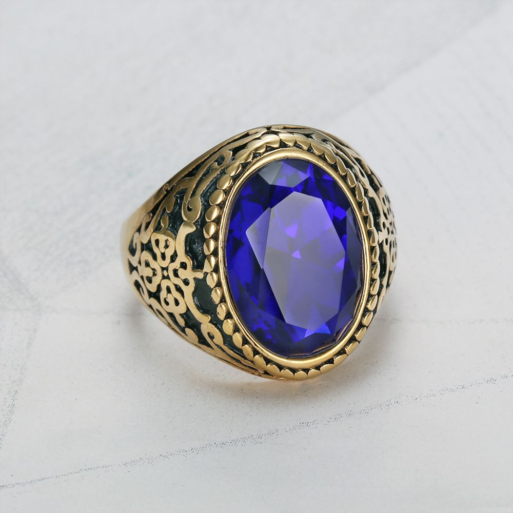 Fashion Cubic Zirconia Gemstone Ring Titanium Steel Men's Ring Gift | Wholesale Jewelry Only 3