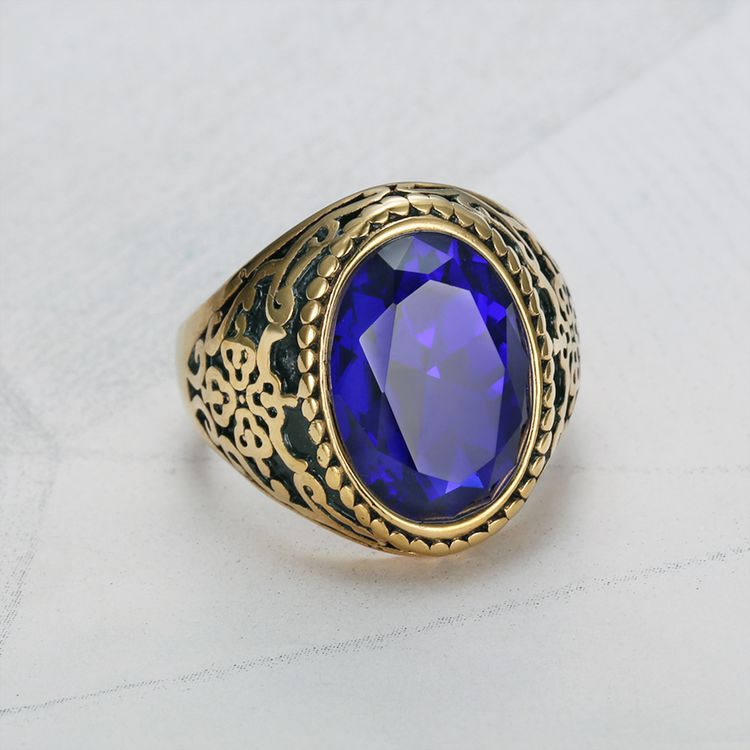Fashion Cubic Zirconia Gemstone Ring Titanium Steel Men's Ring Gift | Wholesale Jewelry Only 3