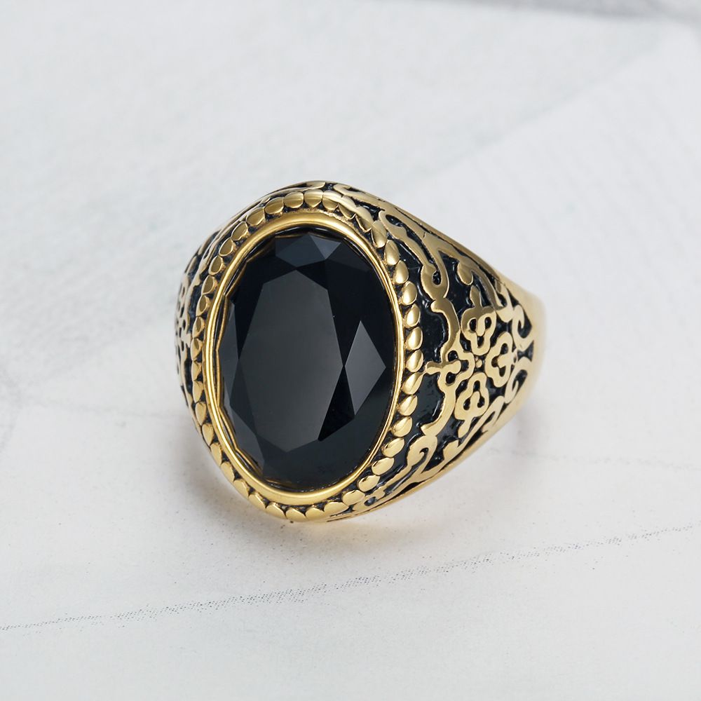 Fashion Cubic Zirconia Gemstone Ring Titanium Steel Men's Ring Gift | Wholesale Jewelry Only 4