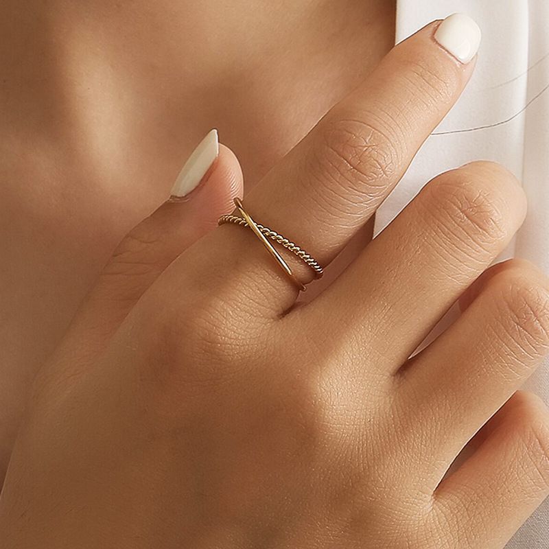Twisted Double Ring Fashion Women's Titanium Stainless Steel Ring | Wholesale Jewelry Only 1