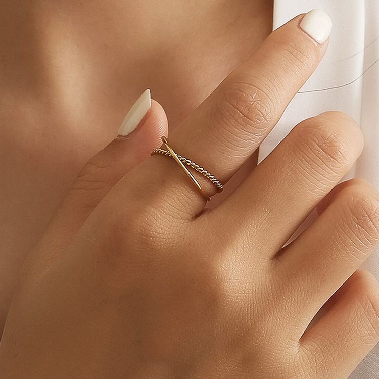 Twisted Double Ring Fashion Women's Titanium Stainless Steel Ring
