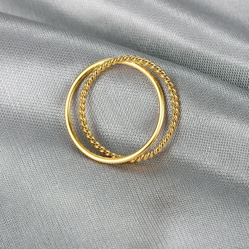 Twisted Double Ring Fashion Women's Titanium Stainless Steel Ring | Wholesale Jewelry Only 3