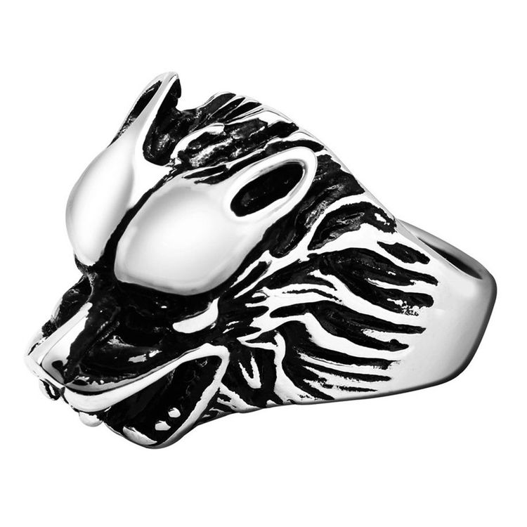 Titanium steel ring men's retro wolf head ring Wholesale