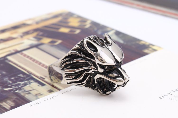 Titanium steel ring men's retro wolf head ring Wholesale