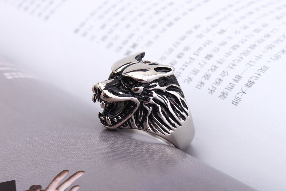 Titanium steel ring men's retro wolf head ring Wholesale | Wholesale Jewelry Only 3