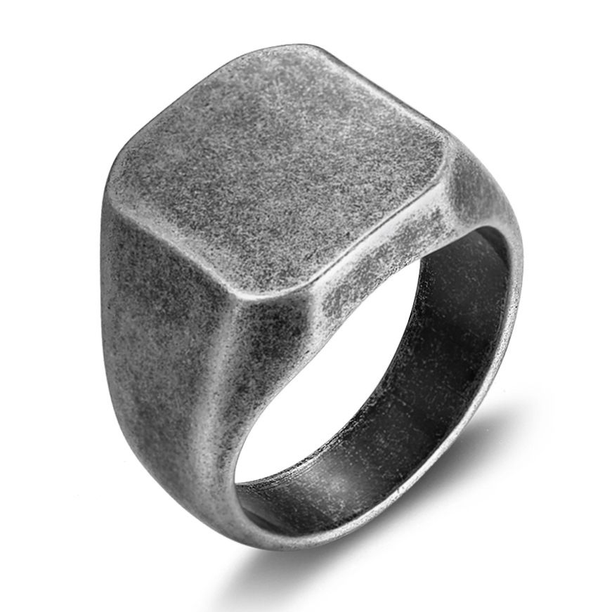 Retro Nostalgic Glossy Titanium Stainless Steel Men's Ring | Wholesale Jewelry Only 0