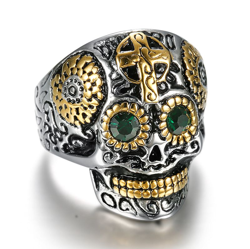 Crucifix Punk Style Skull Bully Men's Vintage Titanium Rings | Wholesale Jewelry Only 0