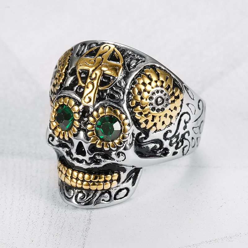 Crucifix Punk Style Skull Bully Men's Vintage Titanium Rings | Wholesale Jewelry Only 5