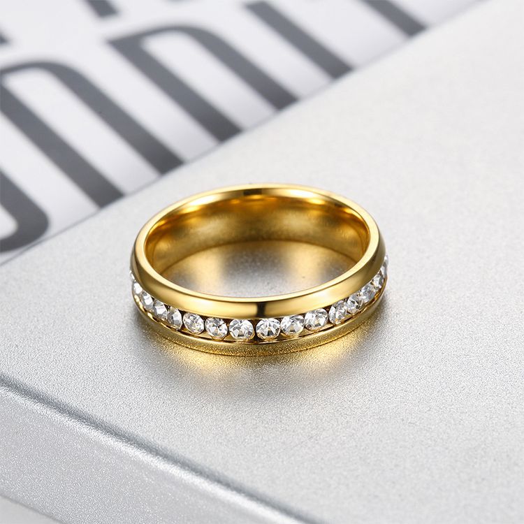Japanese Harajuku cold sweet women's titanium steel ring lovely CZ