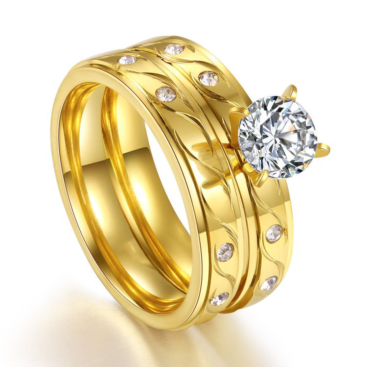 Fashion Titanium Zirconia Ring Women Korea Stainless Steel Pair Ring