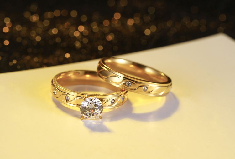 Fashion Titanium Zirconia Ring Women Korea Stainless Steel Pair Ring
