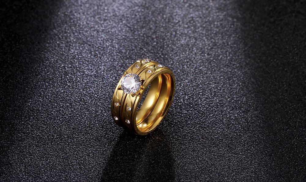 Fashion Titanium Zirconia Ring Women Korea Stainless Steel Pair Ring | Wholesale Jewelry Only 2