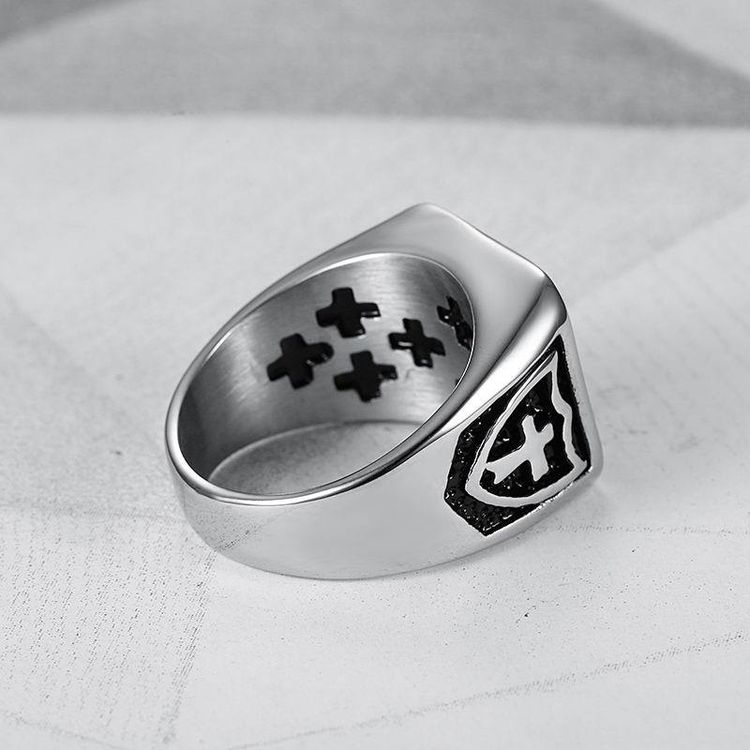 Hip Hop Street Vintage Men's 316L Titanium Cross Ring