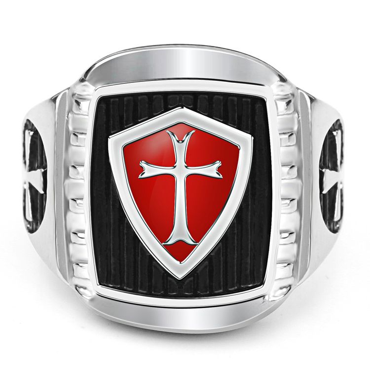Wholesale Red Cross 316L Stainless Steel Rings for men