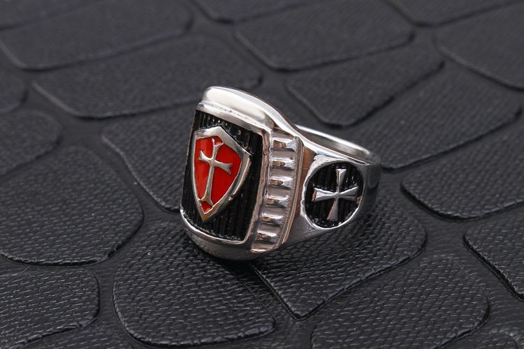 Wholesale Red Cross 316L Stainless Steel Rings for men