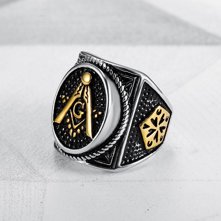 Vintage Hexagon 316L Stainless Steel Men's Ring