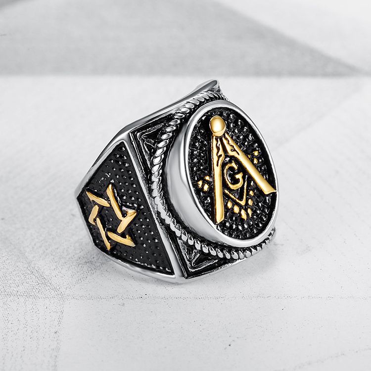 Vintage Hexagon 316L Stainless Steel Men's Ring | Wholesale Jewelry Only 3