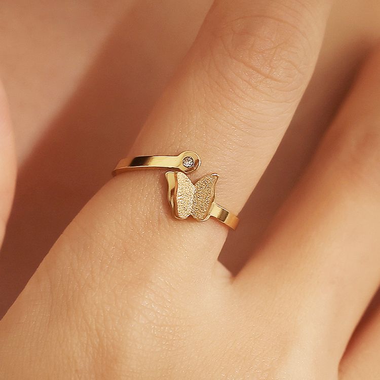 Wholesale Adjustable Butterfly Zirconia Women's Titanium Ring